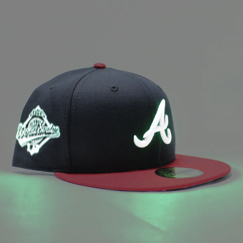 Atlanta Braves 1995 World Series New Era 59Fifty Fitted Hat (Glow in the Dark Logo Floral Under Brim)