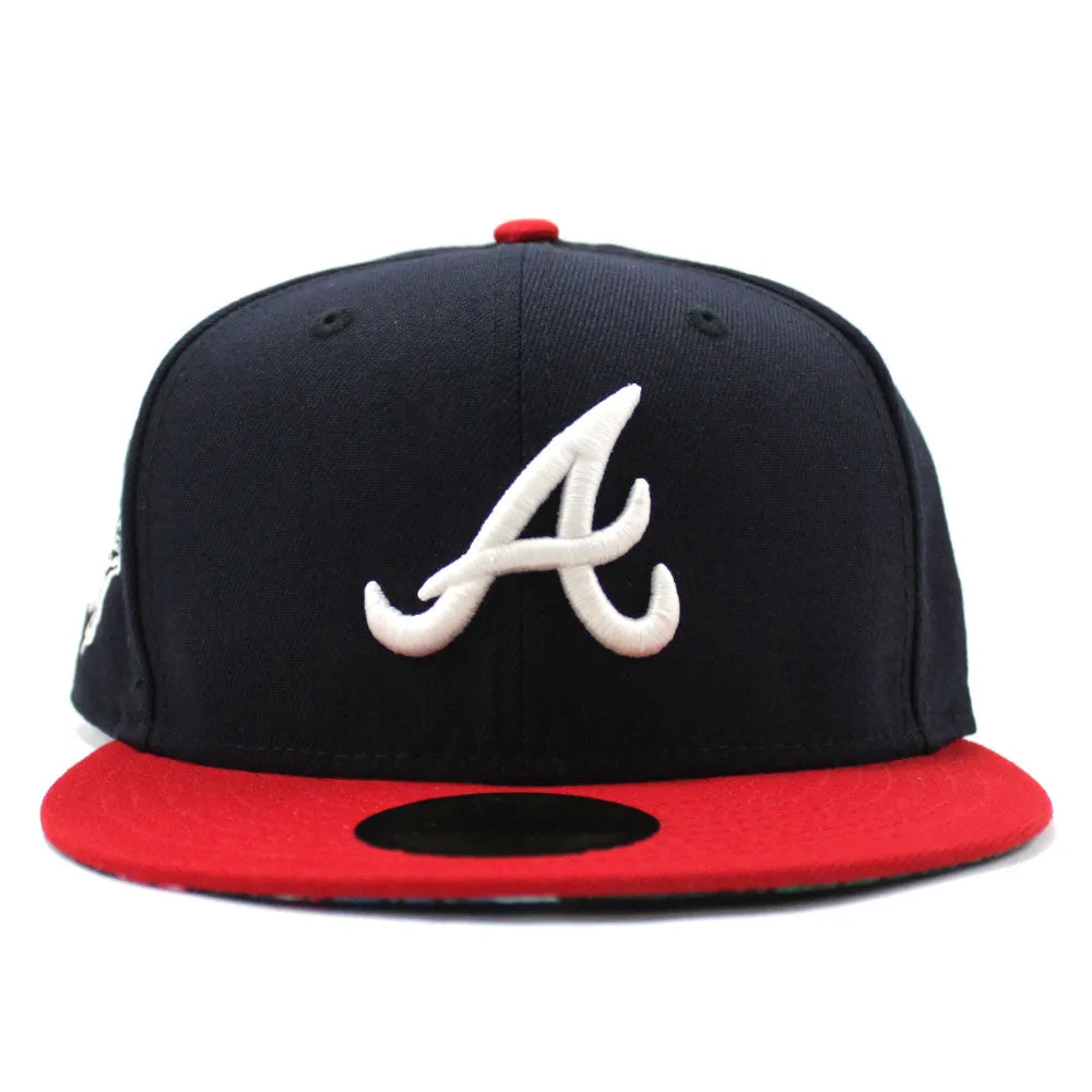 Atlanta Braves 1995 World Series New Era 59Fifty Fitted Hat (Glow in the Dark Logo Floral Under Brim)