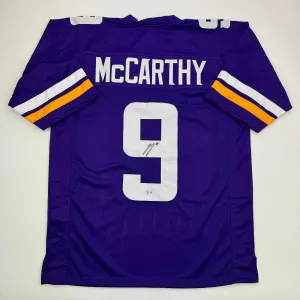 Autographed/Signed J.J. JJ McCarthy Minnesota Purple Jersey Beckett BAS COA