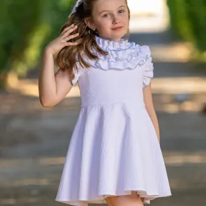 BABINE - Ruffle Neck Dress - Baby Blue