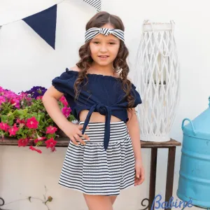 BABINE - Stripe Skirt Set - Navy