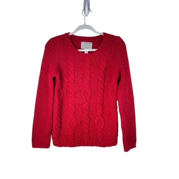 Banana Republic Chunky Knit Cableknit Red Holiday Sweater