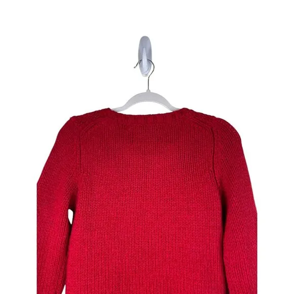 Banana Republic Chunky Knit Cableknit Red Holiday Sweater