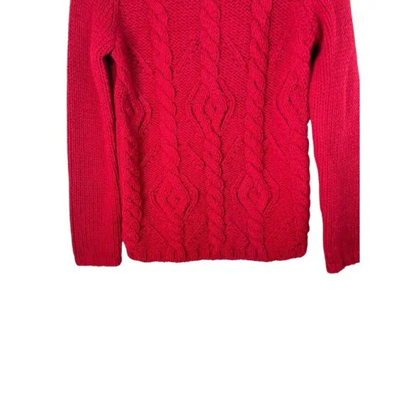 Banana Republic Chunky Knit Cableknit Red Holiday Sweater
