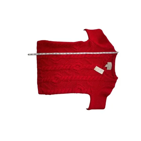 Banana Republic Chunky Knit Cableknit Red Holiday Sweater