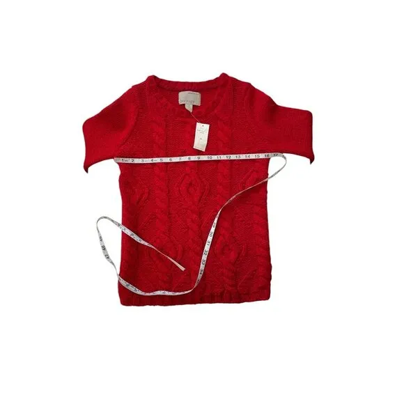Banana Republic Chunky Knit Cableknit Red Holiday Sweater