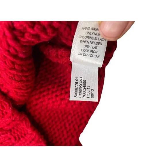 Banana Republic Chunky Knit Cableknit Red Holiday Sweater