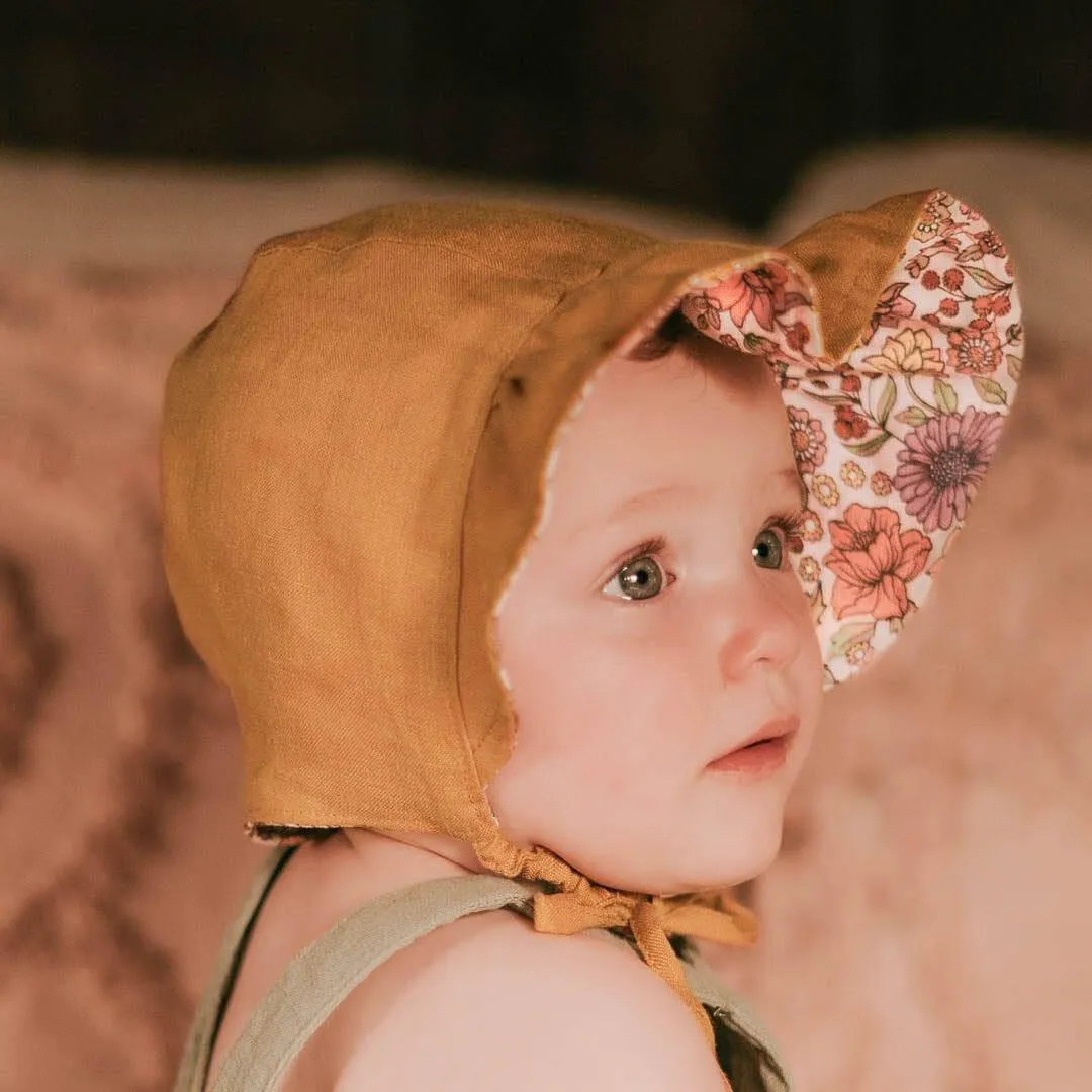 Bedhead Heritage Reversible Ruffle Bonnet Hat-Matilda/Maize M