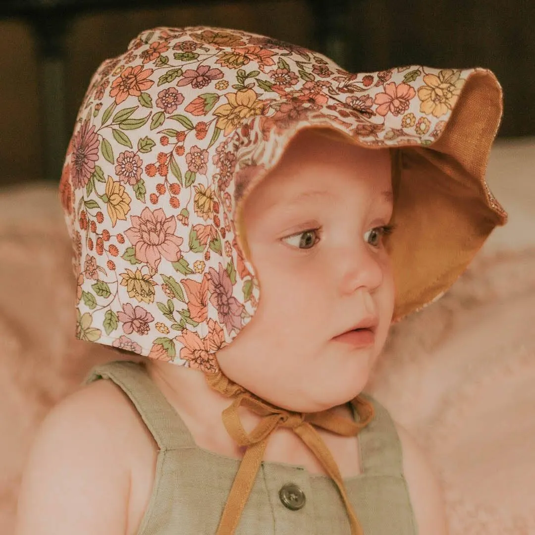 Bedhead Heritage Reversible Ruffle Bonnet Hat-Matilda/Maize M
