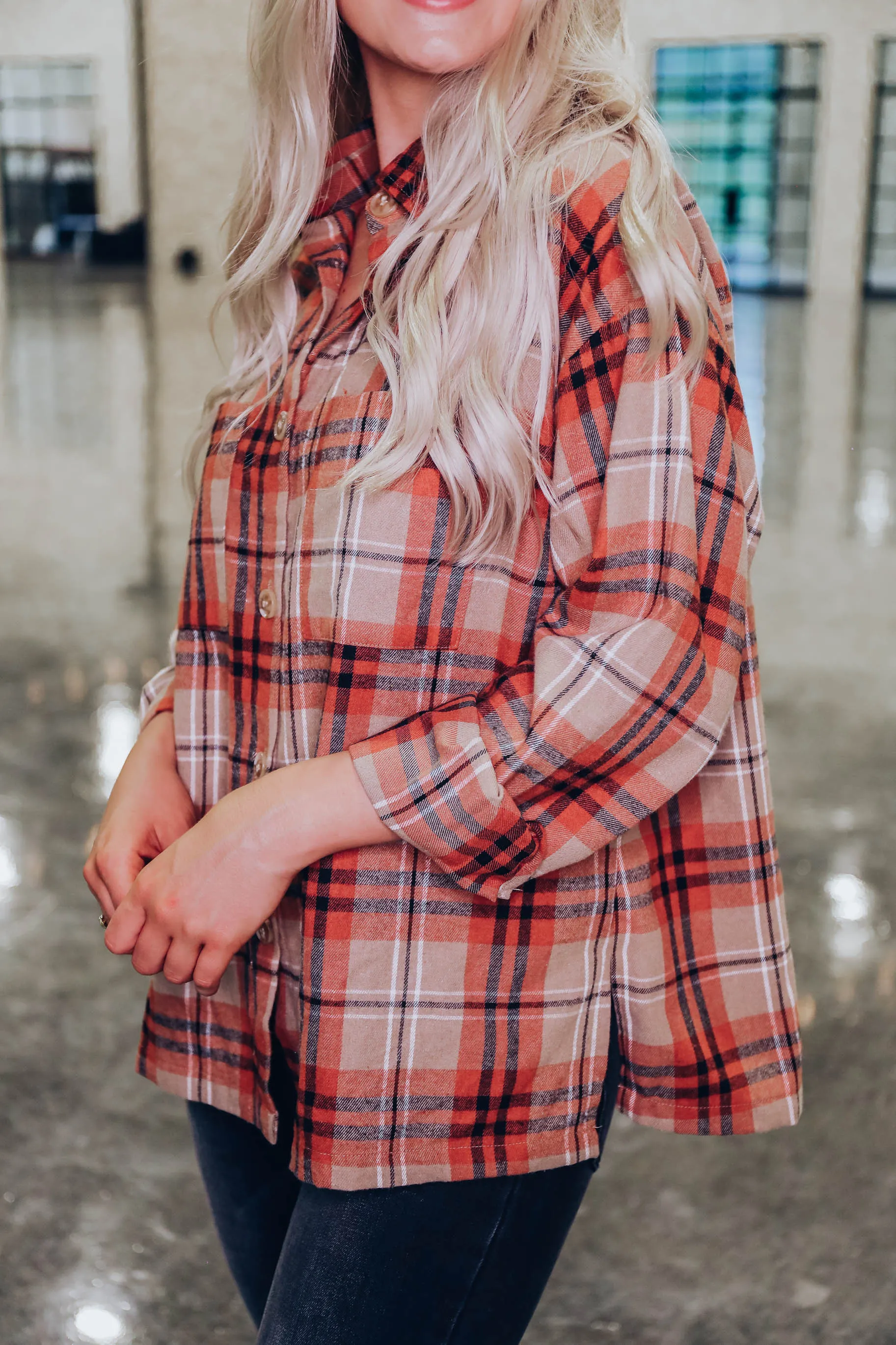 Billie Oversized Plaid Flannel - Rust