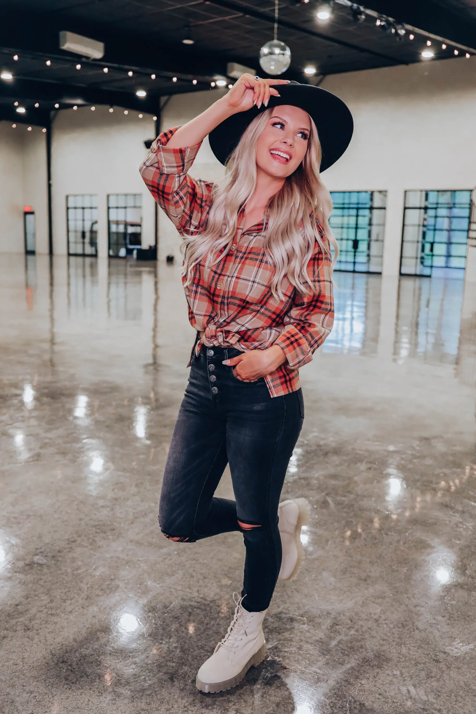 Billie Oversized Plaid Flannel - Rust