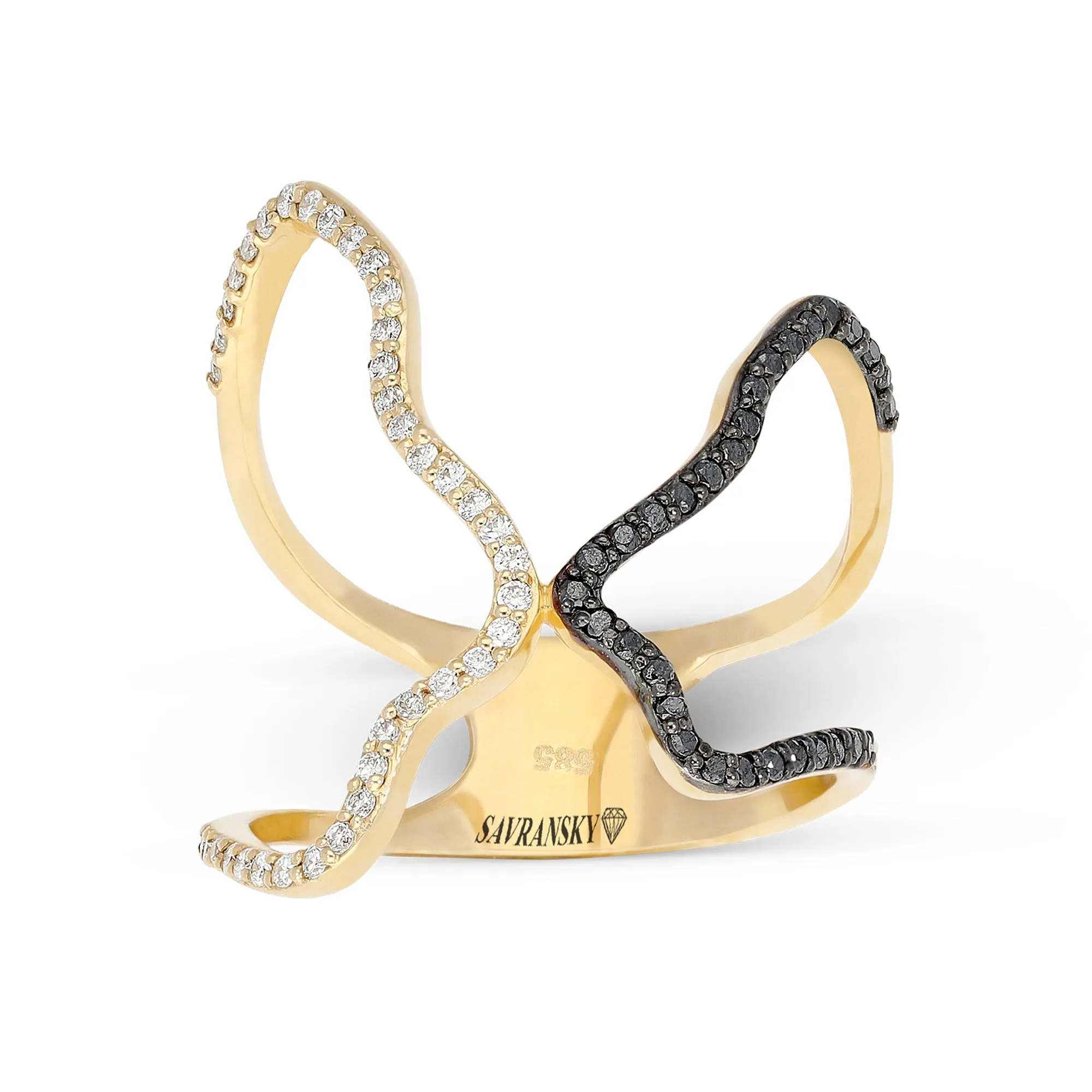 Black and White Diamonds Modern Statement Ring
