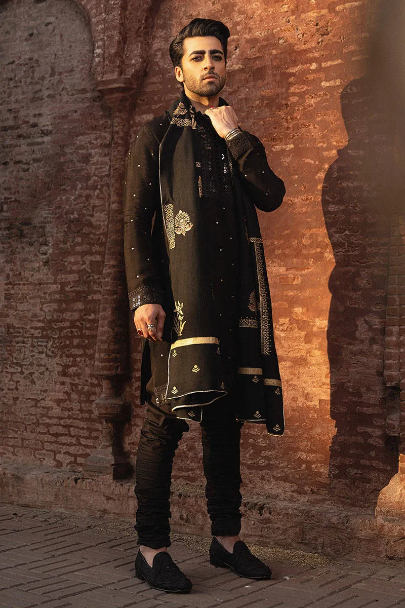 Black Men Sherwani Style Salwar Kameez for Wedding