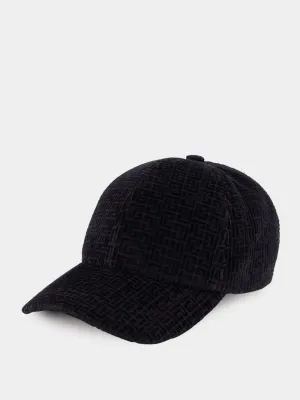 Black Velvet Monogram Jersey Cap