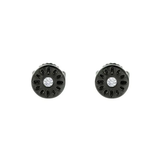 Blackened 18k Gold Timeless Earrings Diamonds