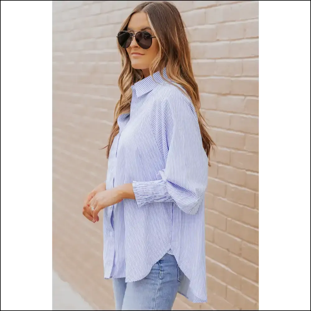Blue Casual Striped Shirt: Needful Things  💙 Light Blue, so You!