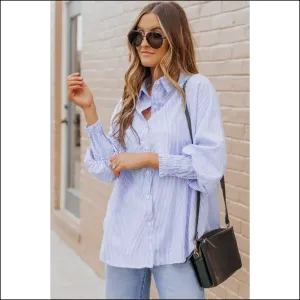 Blue Casual Striped Shirt: Needful Things  💙 Light Blue, so You!