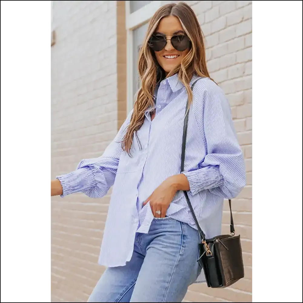 Blue Casual Striped Shirt: Needful Things  💙 Light Blue, so You!