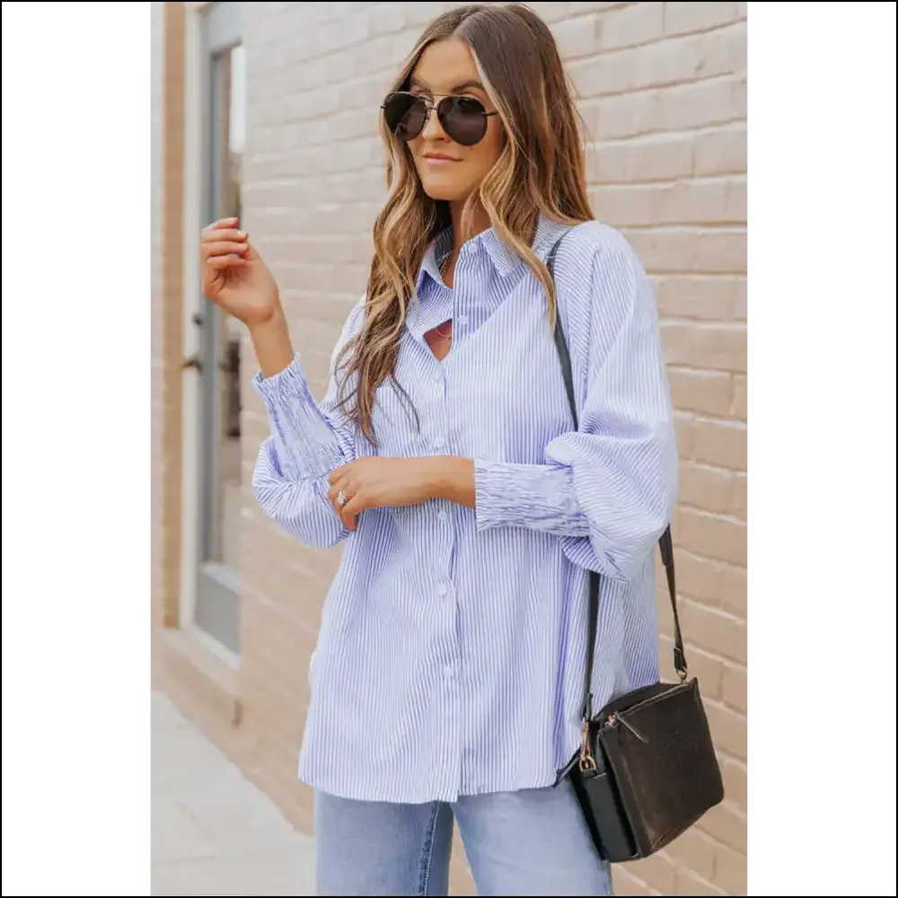 Blue Casual Striped Shirt: Needful Things  💙 Light Blue, so You!