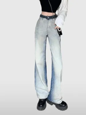 Blue Dual Tone Washed Straight Denim