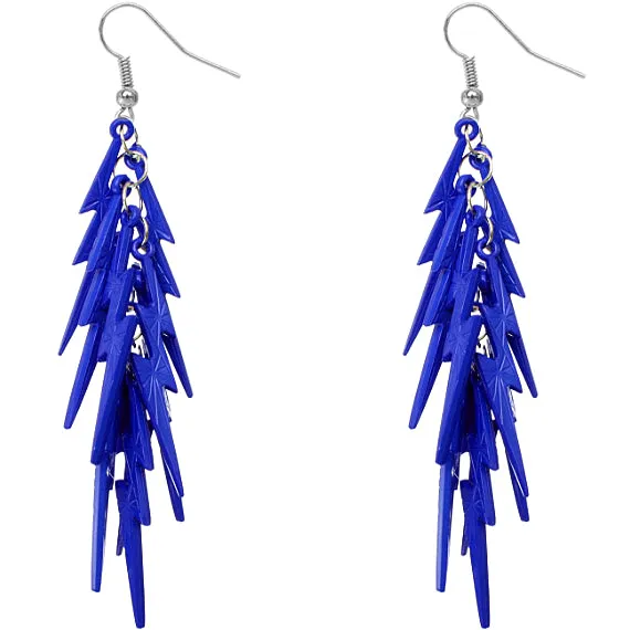 Blue Lightning Thunderbolt Dangle Earrings