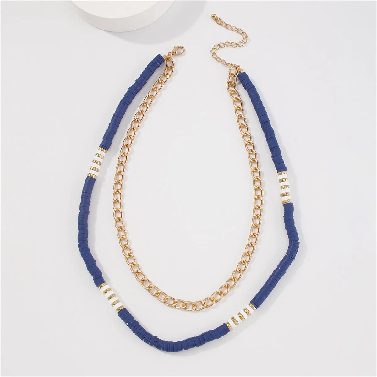 Blue Polymer Clay & 18K Gold-Plated Layered Necklace