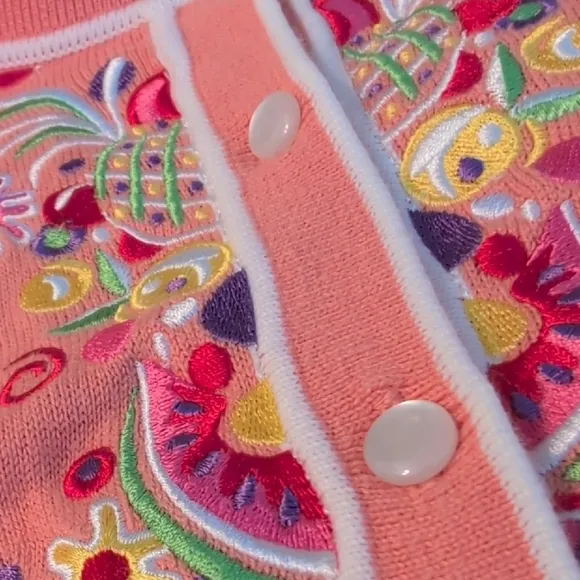 Bob Mackie Wearable Art Embroidered Cardigan Sweater