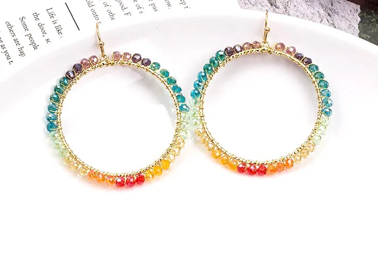 Bohemian Style Beaded Hoop Earrings