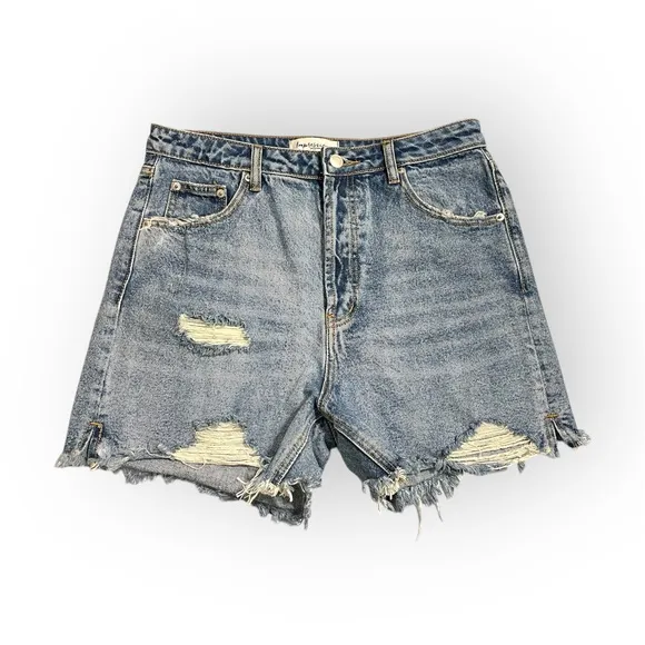 Boutique Blue Distressed Jean Shorts