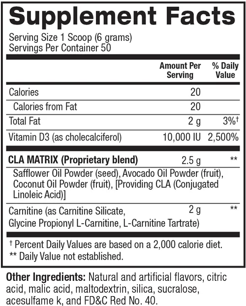 BPI Sports CLA   Carnitine (350g) 50 Servings Snow Cone Exp Aug 2027