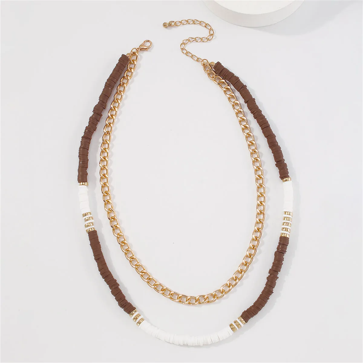 Brown Polymer Clay & 18K Gold-Plated Layered Necklace