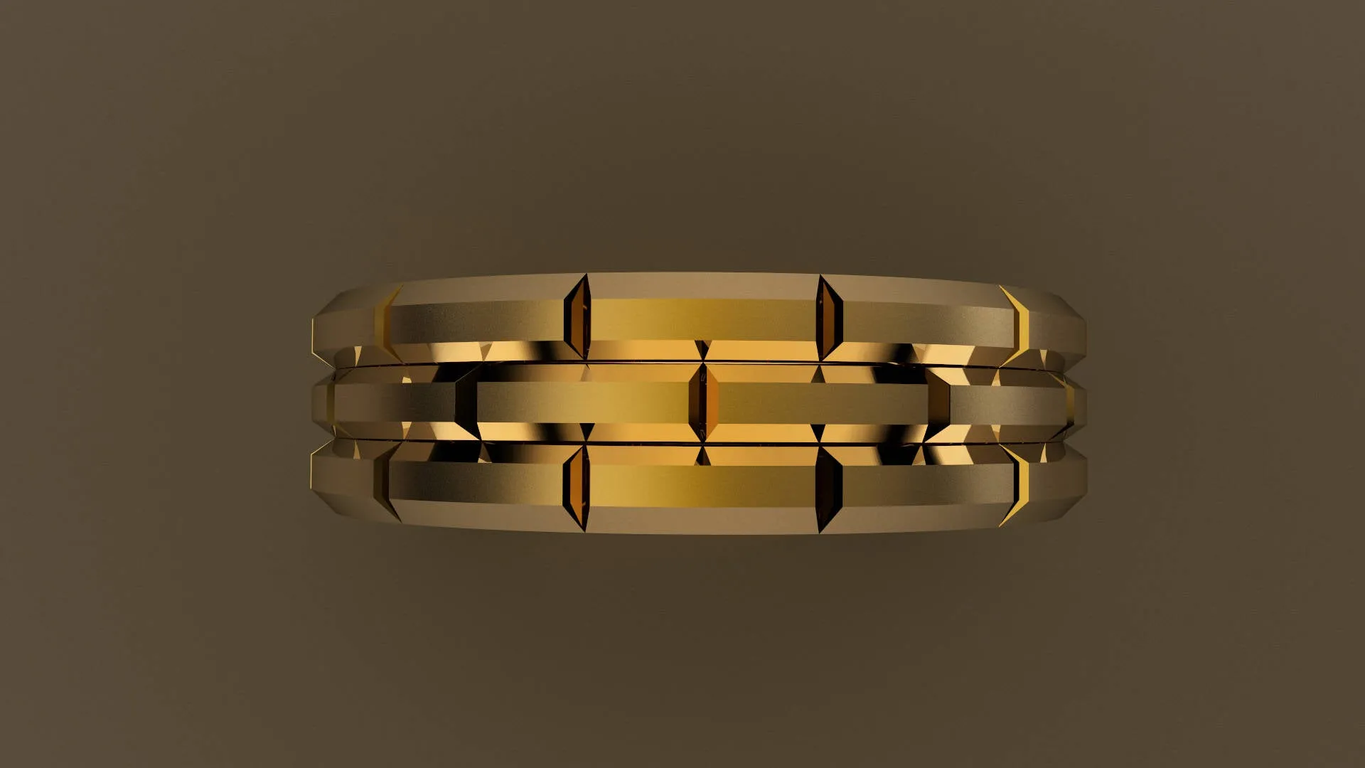 Brushed Yellow Gold 6mm Brick Pattern Wedding Band