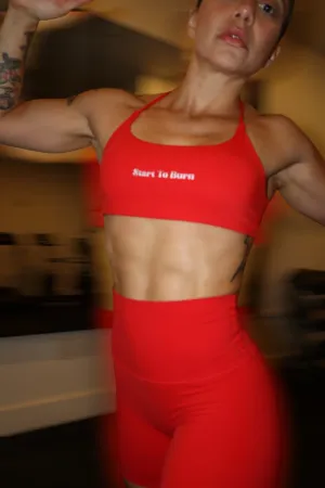 Burn Glow Open back Sport Bra in Red