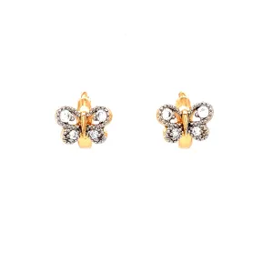 Butterfly and Zirconia stones Huggies earrings Rose gold filled