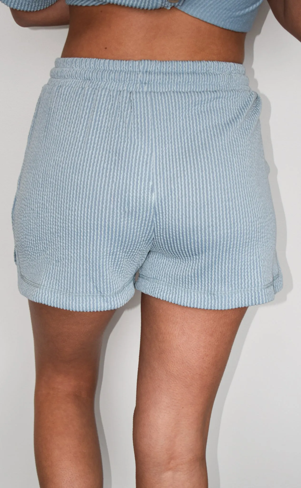 Button Detail Ribbed Knit Set- Dusty Blue