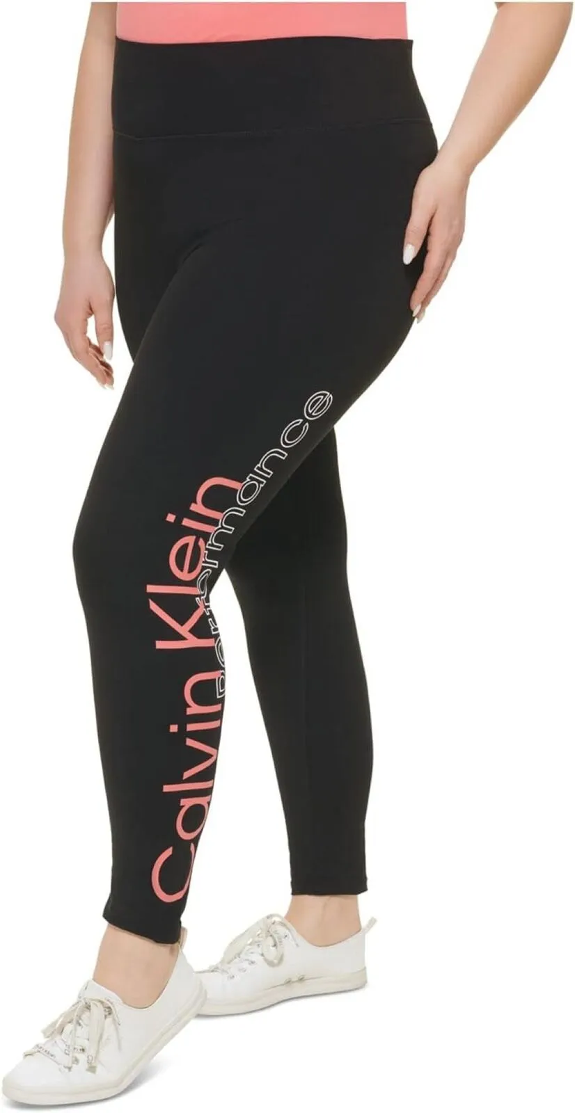 Calvin Klein Performance Womens Black Logo Graphic Skinny Leggings Black 1X