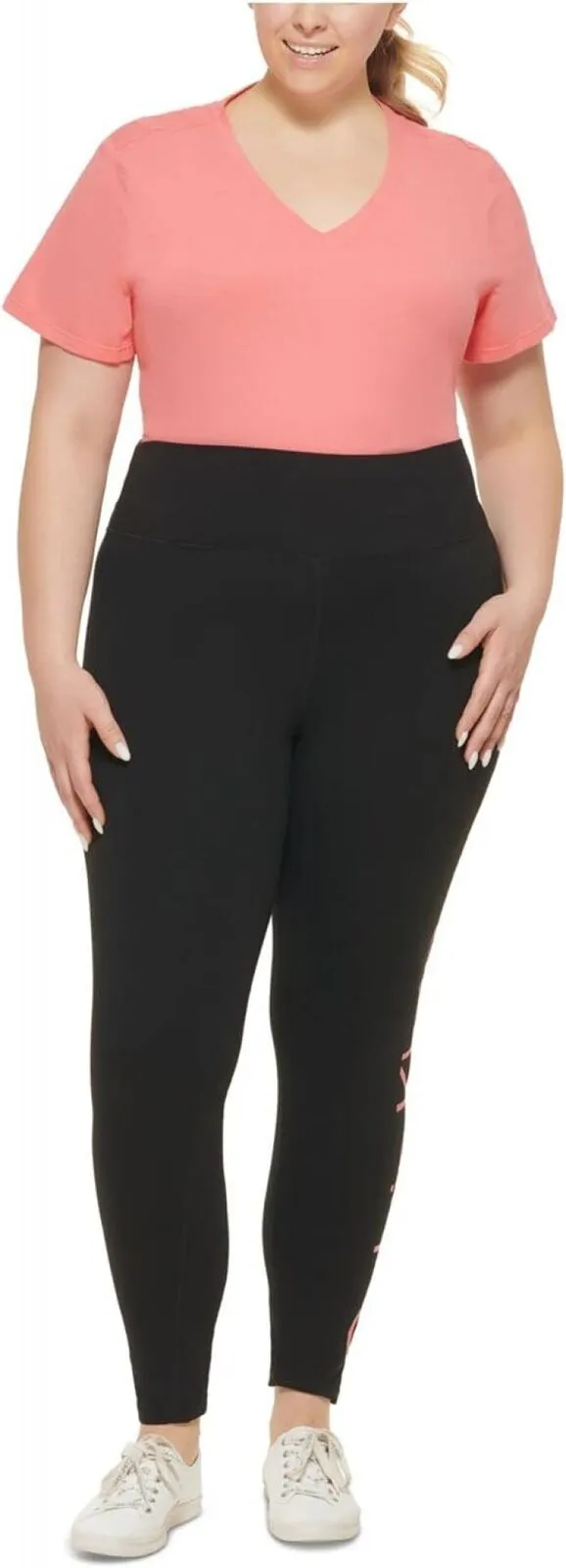 Calvin Klein Performance Womens Black Logo Graphic Skinny Leggings Black 1X