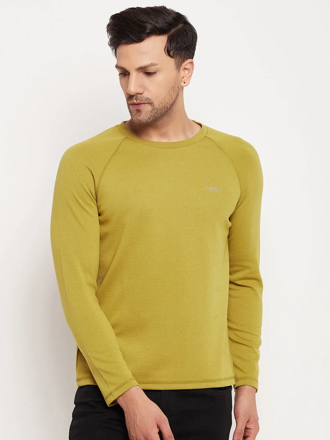 Camla Barcelona Round Neck Lime Green Long Sleeve T-Shirt