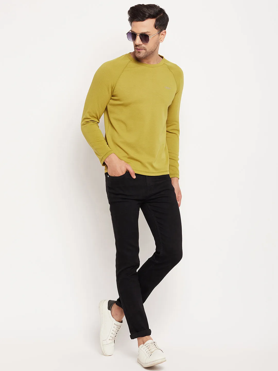 Camla Barcelona Round Neck Lime Green Long Sleeve T-Shirt