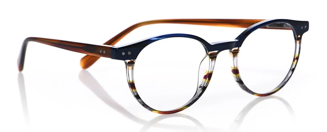 Case Closed Wide Color 57 - Blue Multi-Stripe Front with Light Brown Temples