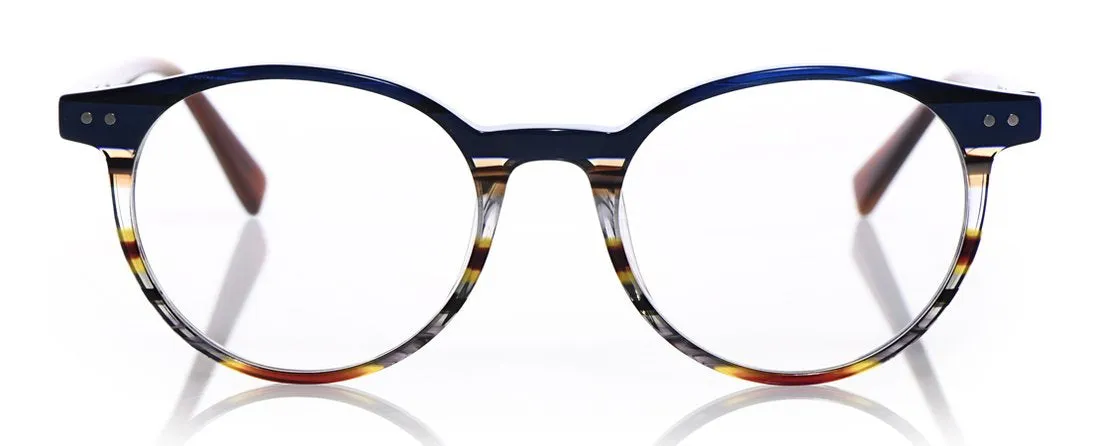 Case Closed Wide Color 57 - Blue Multi-Stripe Front with Light Brown Temples