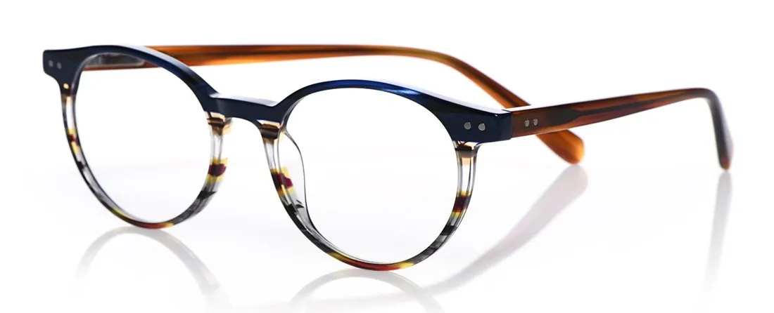 Case Closed Wide Color 57 - Blue Multi-Stripe Front with Light Brown Temples