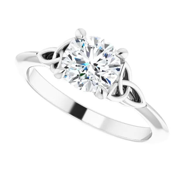 Celtic Knot Design Four Prong Solitaire Engagement Ring