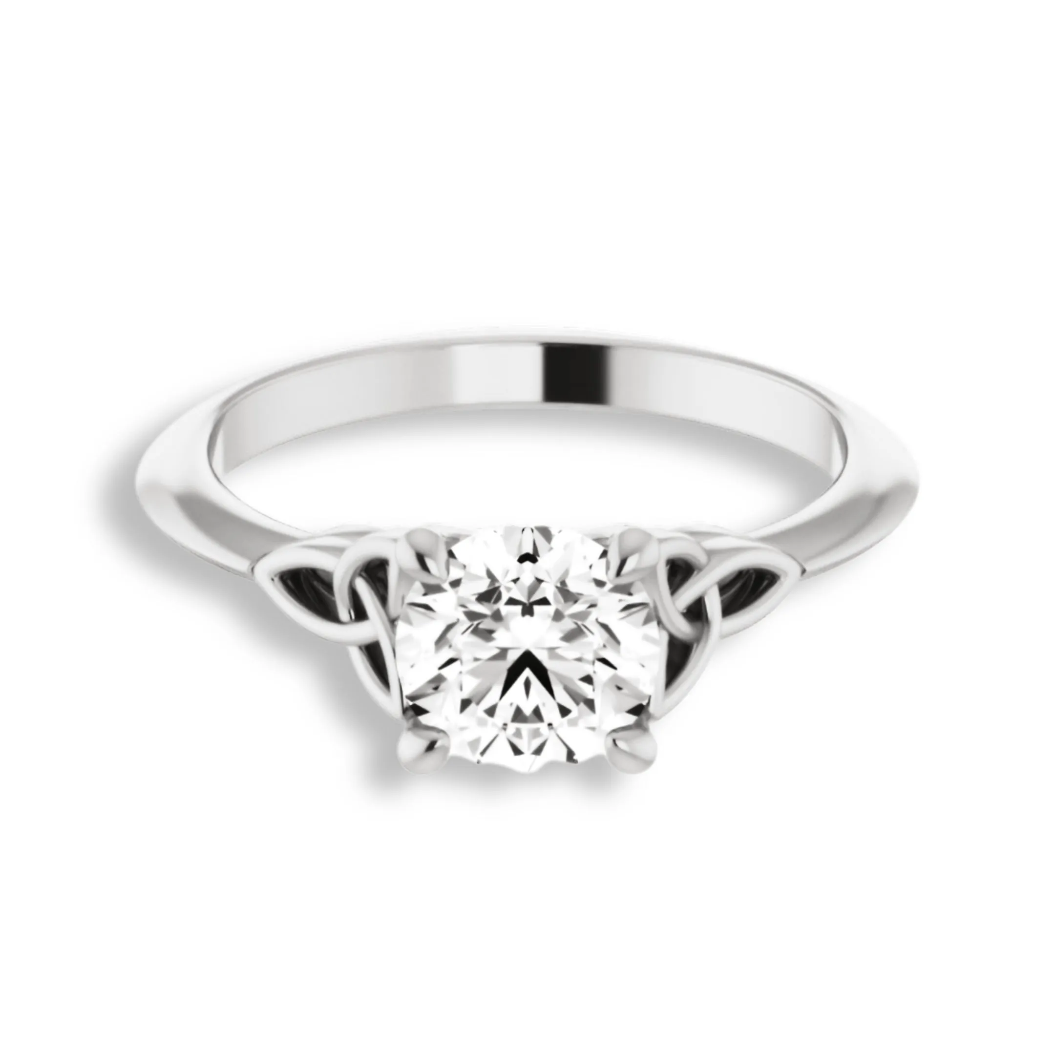 Celtic Knot Design Four Prong Solitaire Engagement Ring