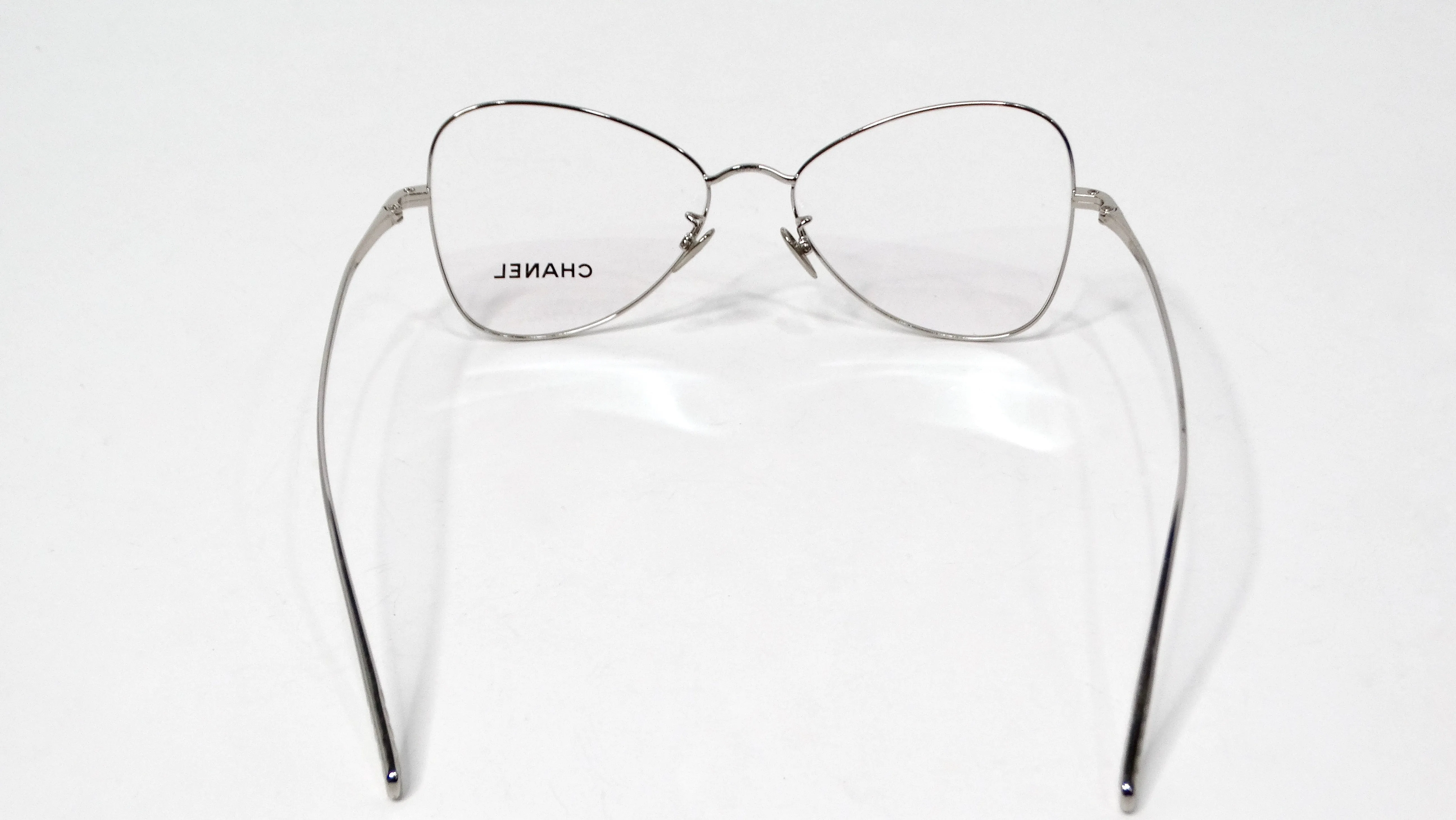 Chanel 2019 Silver-Tone Metal Frame Butterfly Style Eye Glasses