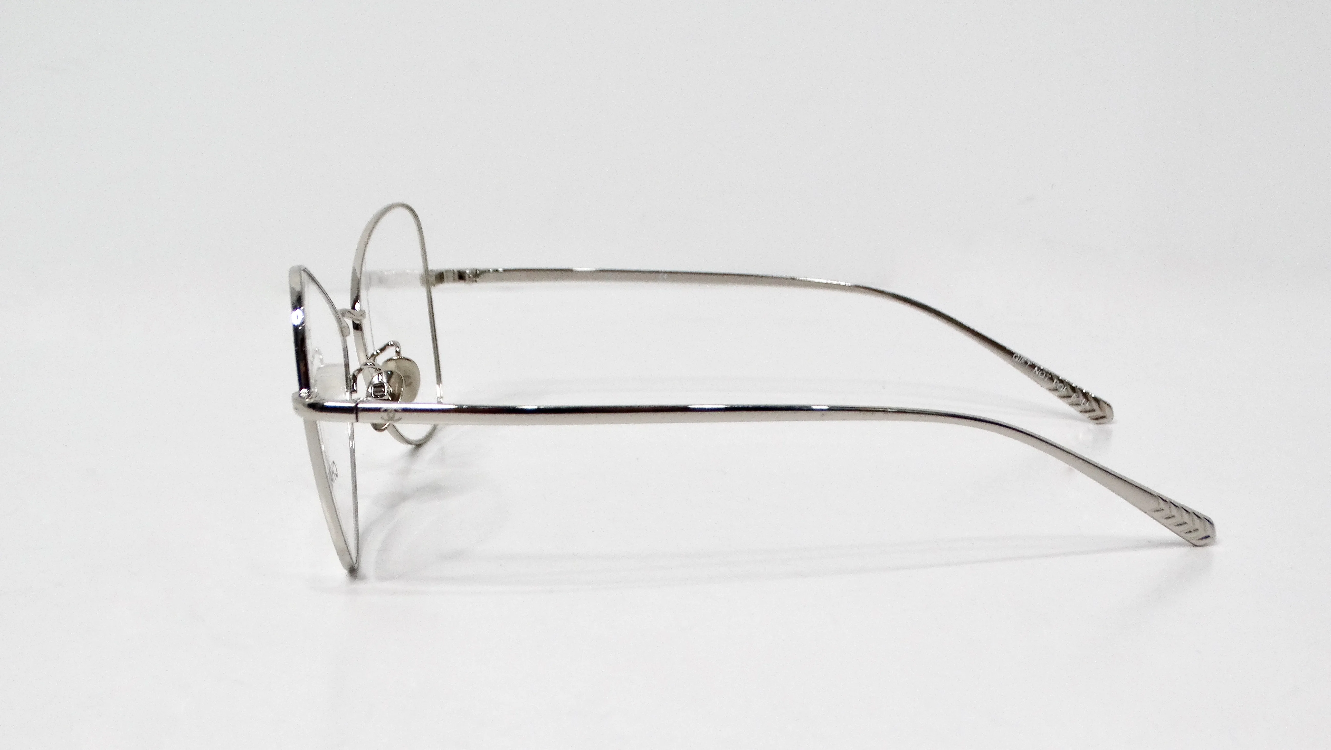 Chanel 2019 Silver-Tone Metal Frame Butterfly Style Eye Glasses