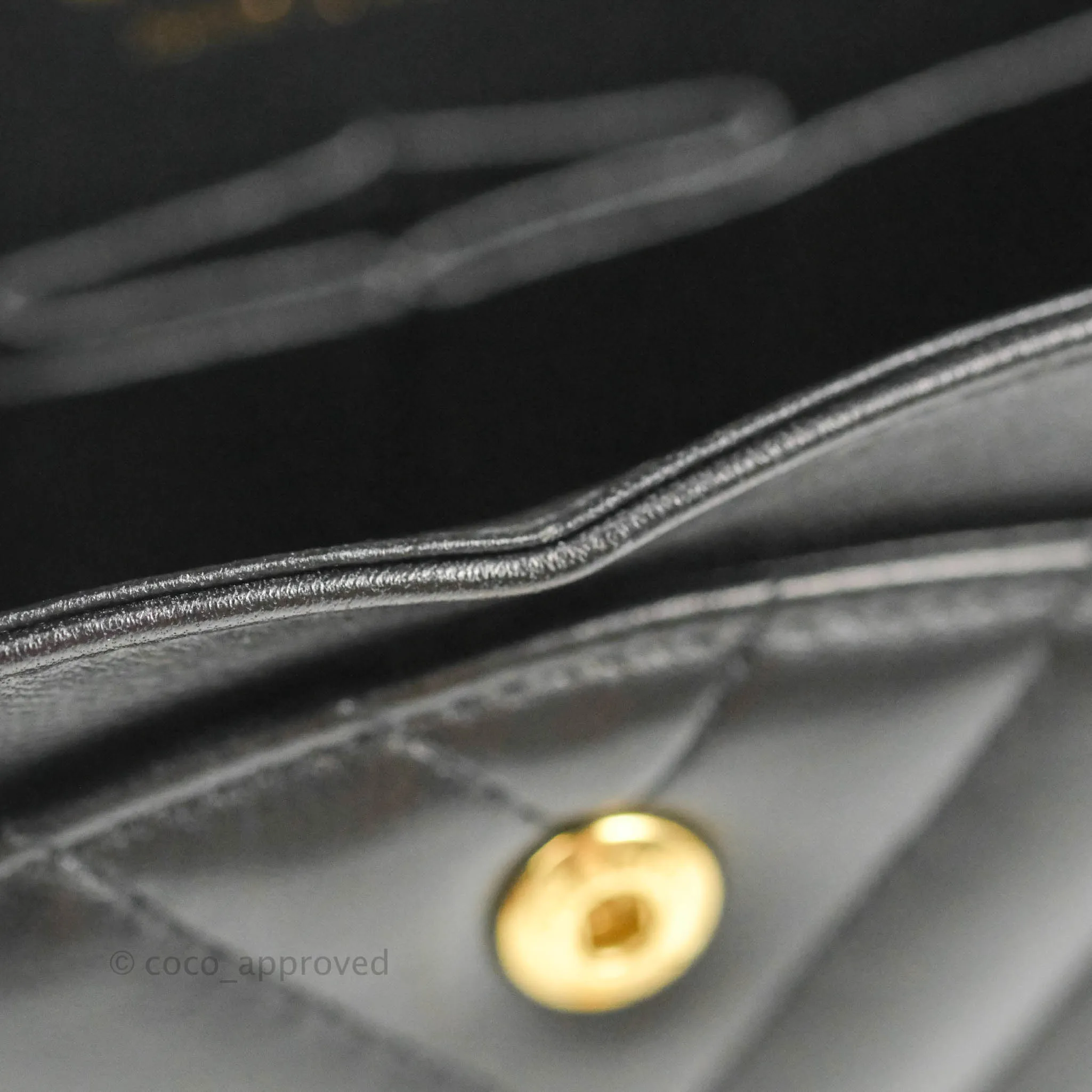 Chanel Classic Chevron S/M Small Double Flap Black Lambskin Gold Hardware
