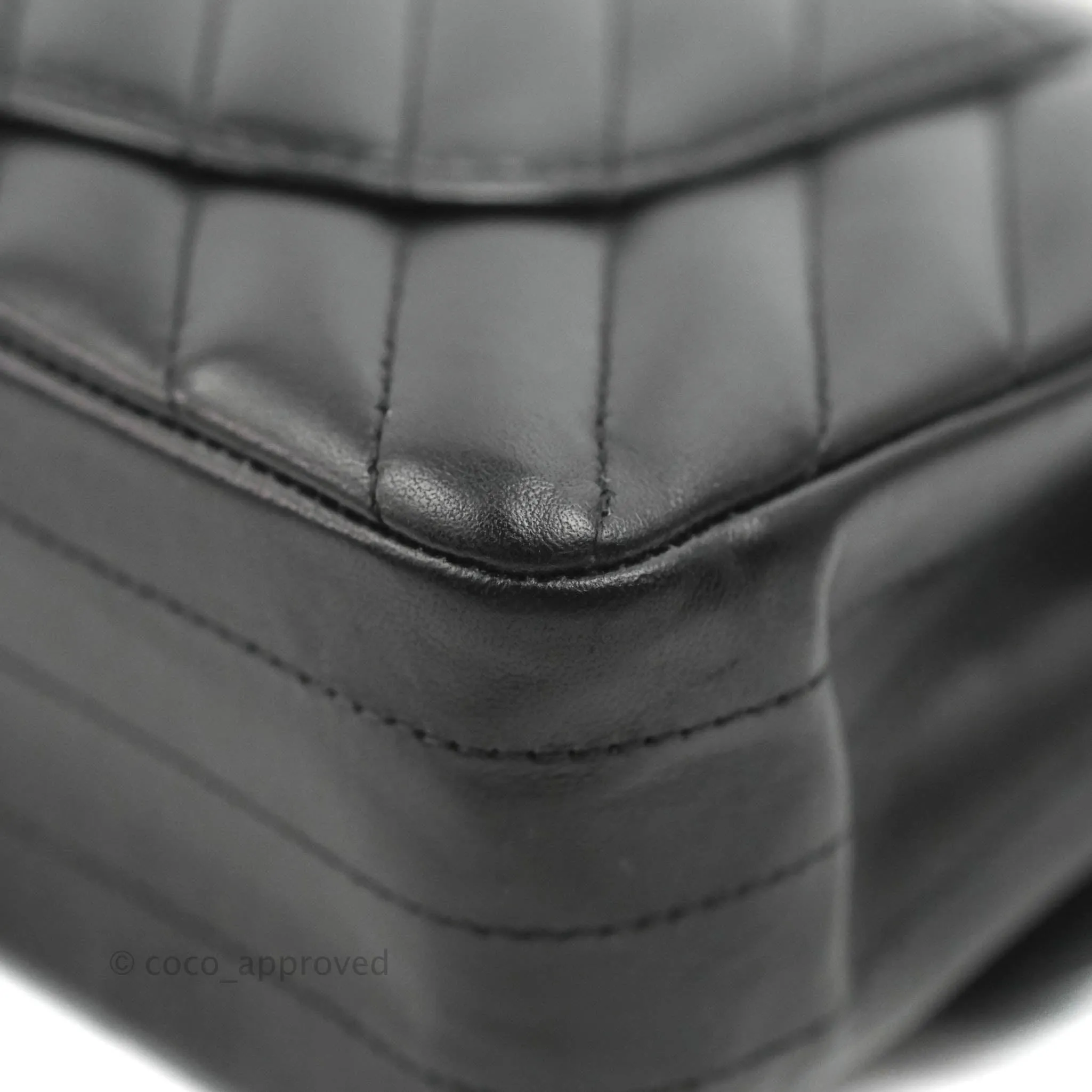 Chanel Classic Chevron S/M Small Double Flap Black Lambskin Gold Hardware