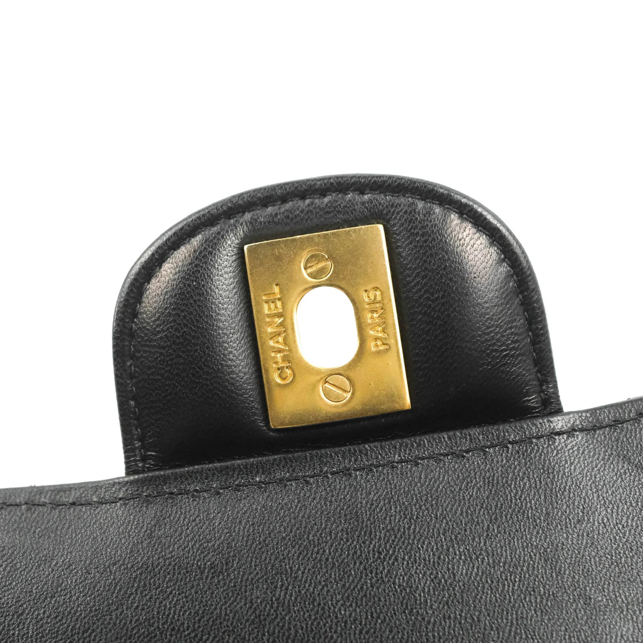 Chanel Classic Chevron S/M Small Double Flap Black Lambskin Gold Hardware