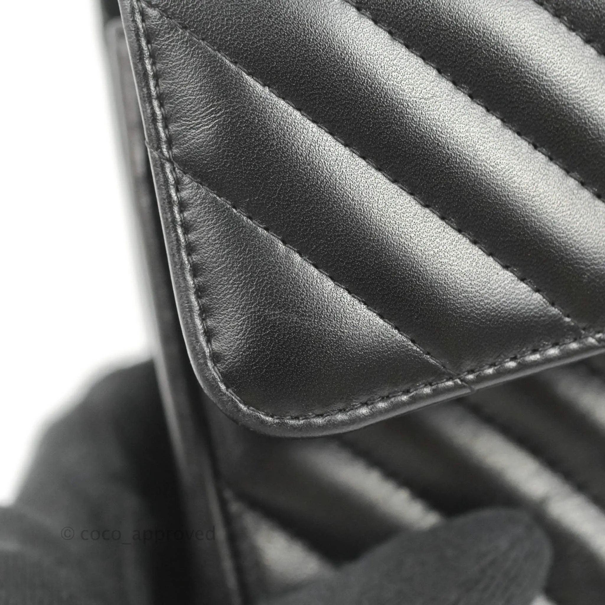 Chanel Classic Chevron S/M Small Double Flap Black Lambskin Gold Hardware